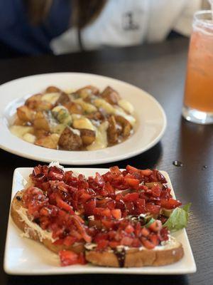 Strawberry bruschetta; Poutine.