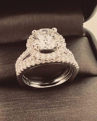 Custom made 2 ct center halo ring