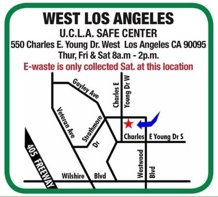 Detail from flyer for UCLA location. Note that e-waste is only collected on Saturdays!