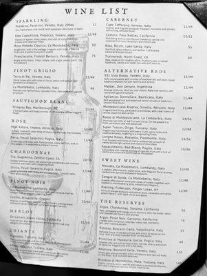 Wine menu