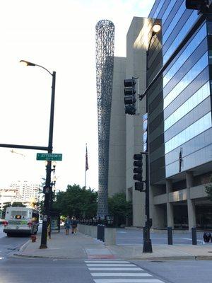 Approaching The Batcolumn Sculpture at 600 W Madison in Chicago...less than a block away!