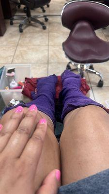 Location: Vannie's Nail and Spa in Andrews, TX. Nail Tech: Vannie Dip powder on natural nails and Lavender Pedicure