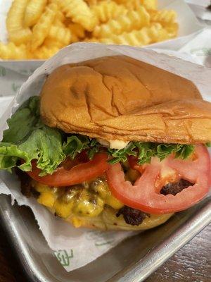 Shack burger and side of fries