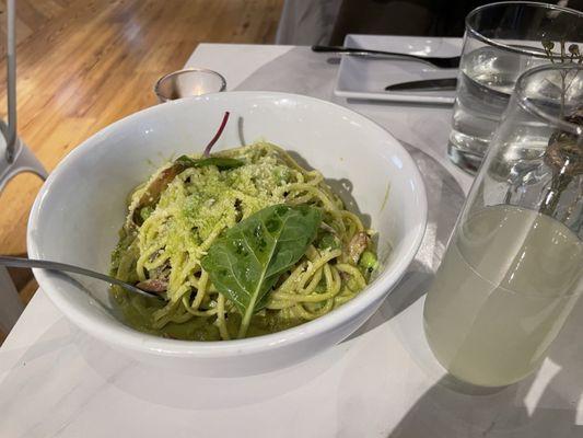 Veggie Pasta Dish and French 75