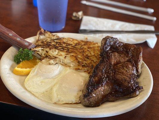 Steak and eggs