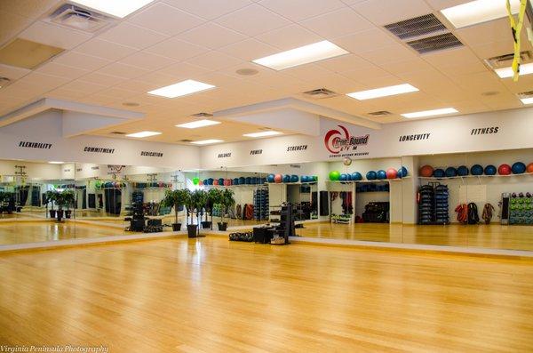 Fitness room with more than 40 classes per week included with membership.