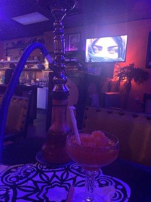 Hurricane drink and a melon mint hookah