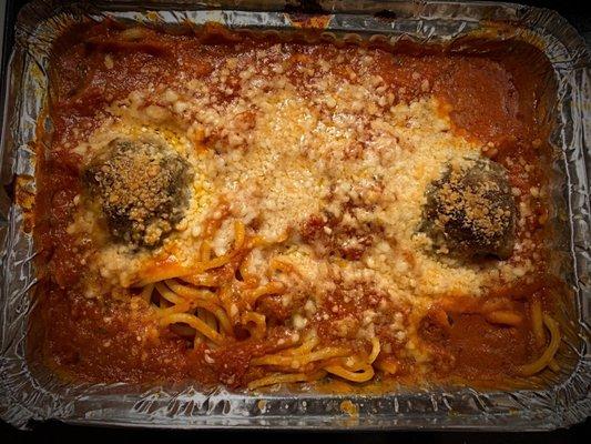 Takeout: Spaghetti & 2 Meatballs