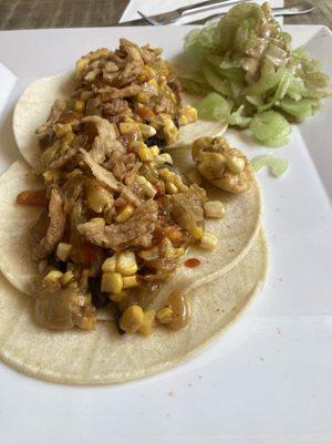 Breadfruit, plantain and ackee taco.. with a celery and sesame salad.. I almost cried it was so amazing