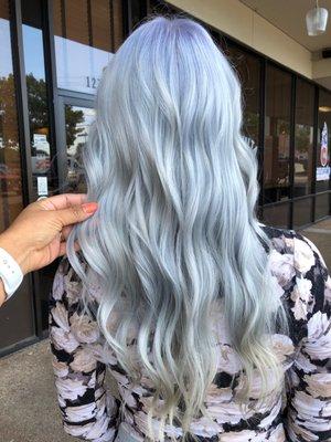 Purple/ silver toned platinum blonde