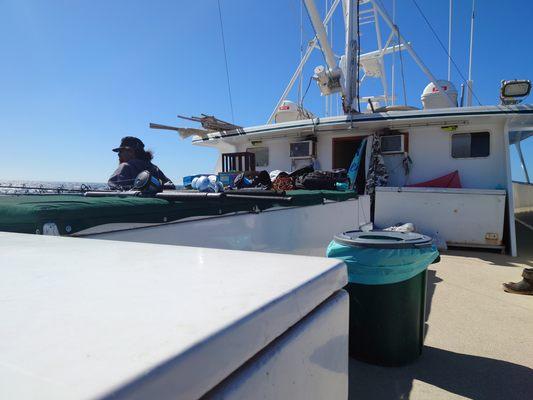 Upper lounging area on the boat