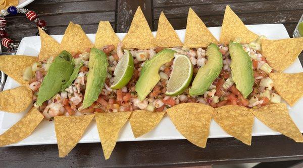 Ceviche! Cool, refreshing. Excellent summer lunch. More than enough for one person. Would recommend that you share.