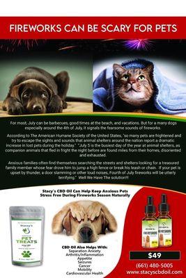 CBD Oil for Dogs and other Pets because fireworks can be scary for our pets.