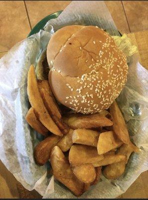 Burger and fries