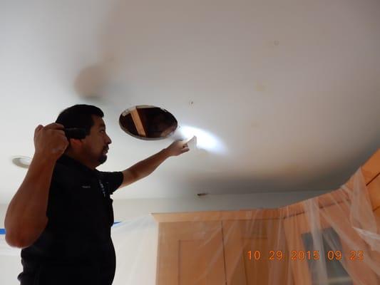 TLS technicians investigating a homeowner occupied leak.