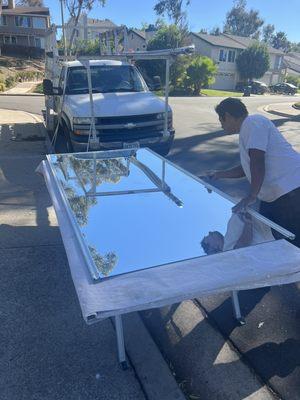 Closet mirror door replacement