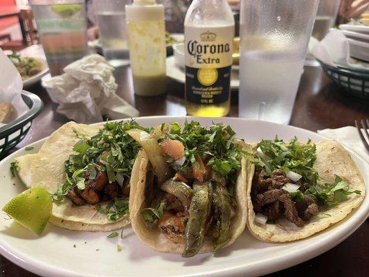 Tacos.... Al pastor, shrimp, and steak!