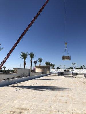 Installing a 10-ton package unit on a local Church.