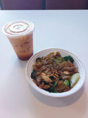 Pad See Ew with Chicken and Thai Iced Tea