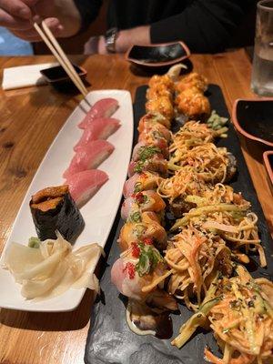 Toro, Tuxedo Sushi, Vegas Roll, Pink Dragon