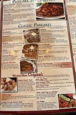 Pancake menu