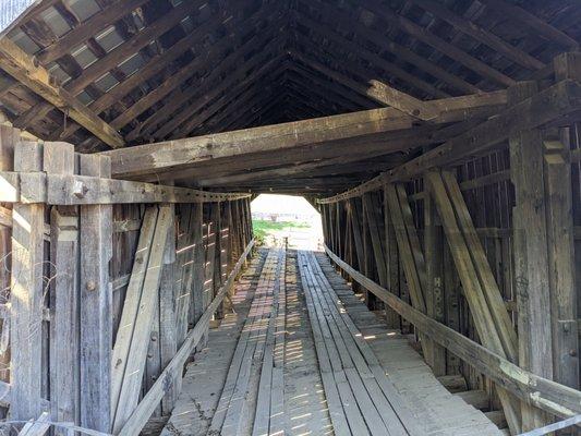 Grange City Covered Bridge. Note the twisting.