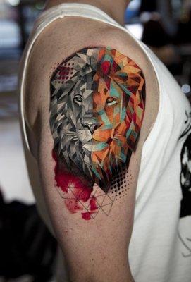 Mikhail Anderson geometric tiger tattoo