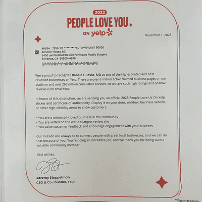 Yelp letter