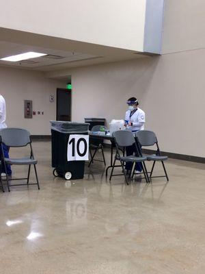 The setup to receive the vaccine