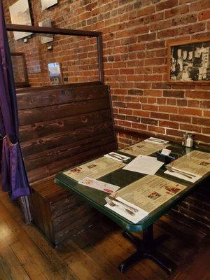 Rustic seating in bar area