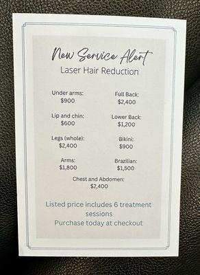 Laser Hair Prices as of 11/18/24