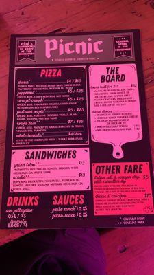 This is updated menu with really good pizza