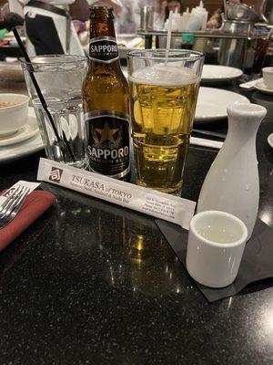 Sapporo with warm sake