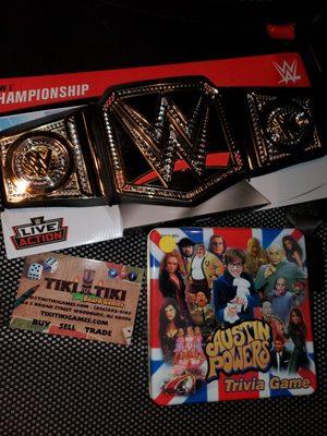 I bought my son a replica championship belt (I would've killed to have one as a kid!!) And a super cool game I never knew existed!