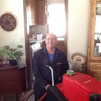 Brian with his RotoBrush System he uses to clean Furnace Ducts