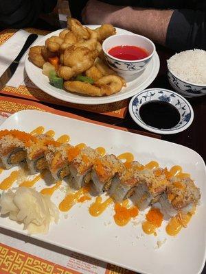 The amazing roll, and the sweet and sour chicken