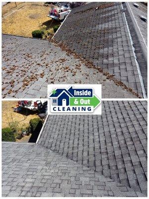 Not only do we knock the moss off but we also get rid of unsightly dark spots on your roof. Call and ask about roof shampoo.