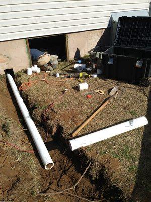 Main drain line going to septic tank repair.