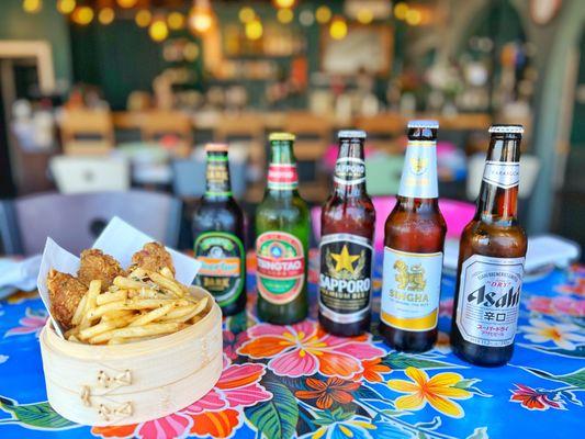 Variety of Asian beer and Tapas