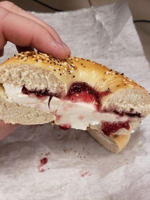 Everything Bagel with Cream Cheese & Jelly