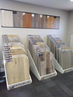 Our Showroom has a large selection of LVP Flooring samples