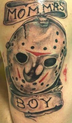 Momma's boy tattoo With Jason voorhees.