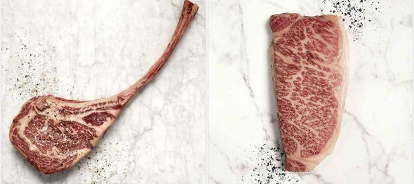 Wagyu Tomahawk Ribeye and A5 Wagyu New York Strip