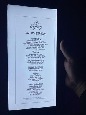 7/23/21 (sat): Bottle Service Menu 2 of 2