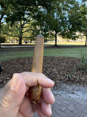 Enjoying my cigar on a lovely afternoon at Marion Square