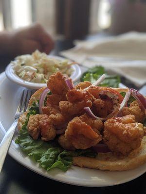 Fried shrimp po boy, about 6 inches