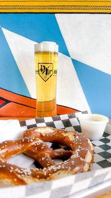 The pilsner and a pretzel