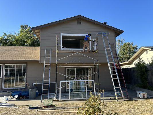 Before, Milgard window installation.