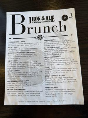 Brunch menu 12/1/24