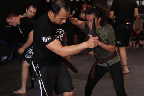 Cassie and Peter working knife defenses.